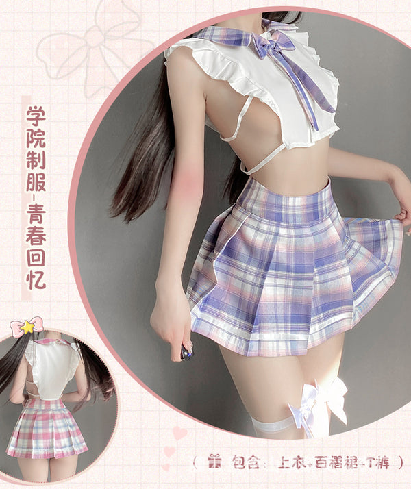 情趣格子短裙性感学生装纯欲校园风格裙