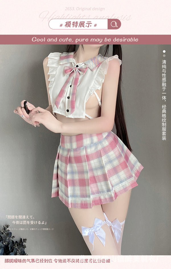 情趣格子短裙性感学生装纯欲校园风格裙